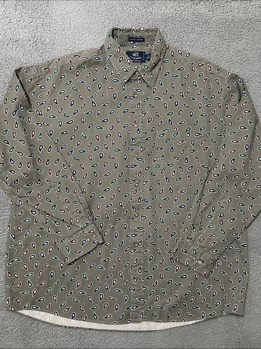 Vintage Van Heusen 417 Men’s Paisley Button-Up Shirt Size L Cotton